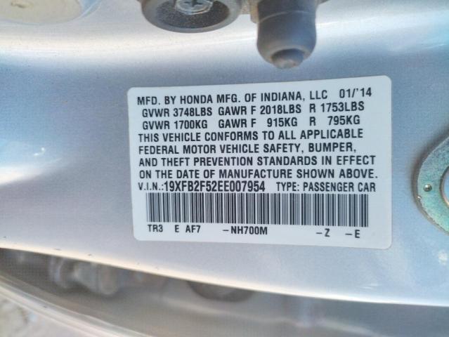 Photo 10 from auction – 2014 HONDA CIVIC LX with VIN 19XFB2F52EE007954