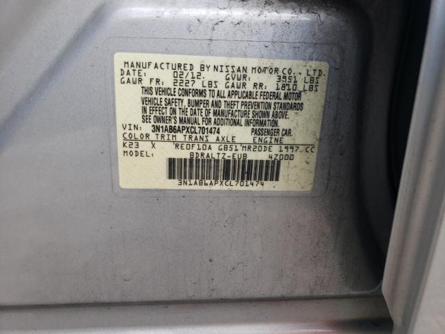 Photo 10 from auction – 2012 NISSAN SENTRA 2.0 with VIN 3N1AB6APXCL701474