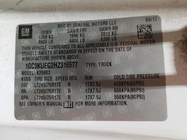 Photo 10 from auction – 2017 CHEVROLET SILVERADO with VIN 1GC0KUEG2HZ316577