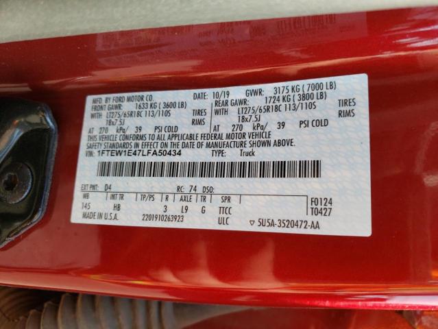 Photo 10 from auction – 2020 FORD F150 SUPER with VIN 1FTEW1E47LFA50434