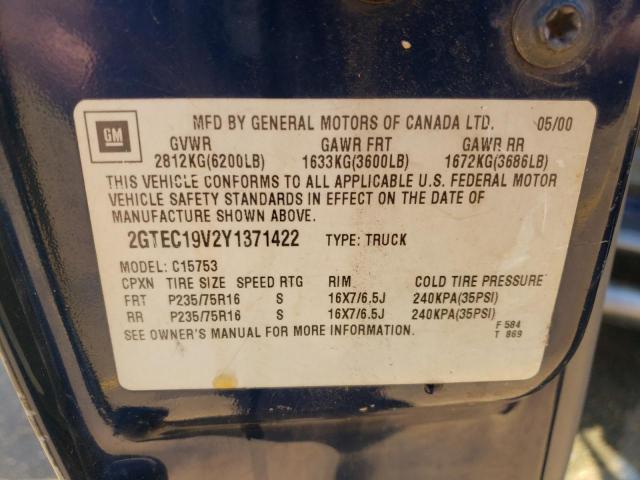 Photo 10 from auction – 2000 GMC NEW SIERRA with VIN 2GTEC19V2Y1371422