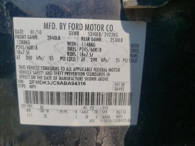 Photo 10 from auction – 2010 FORD EDGE SEL with VIN 2FMDK3JC9ABA94316