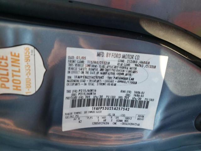 Photo 10 from auction – 2005 FORD TAURUS SE with VIN 1FAFP53U25A257542