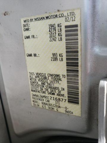 Photo 10 from auction – 2012 NISSAN ALTIMA BAS with VIN 1N4AL2AP0CC216877