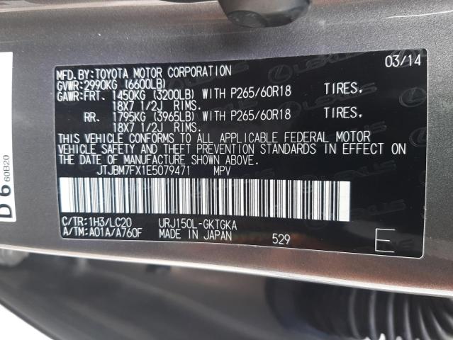 Photo 10 from auction – 2014 LEXUS GX 460 with VIN JTJBM7FX1E5079471
