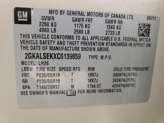 Photo 10 from auction – 2012 GMC TERRAIN SL with VIN 2GKALSEKXC6139859