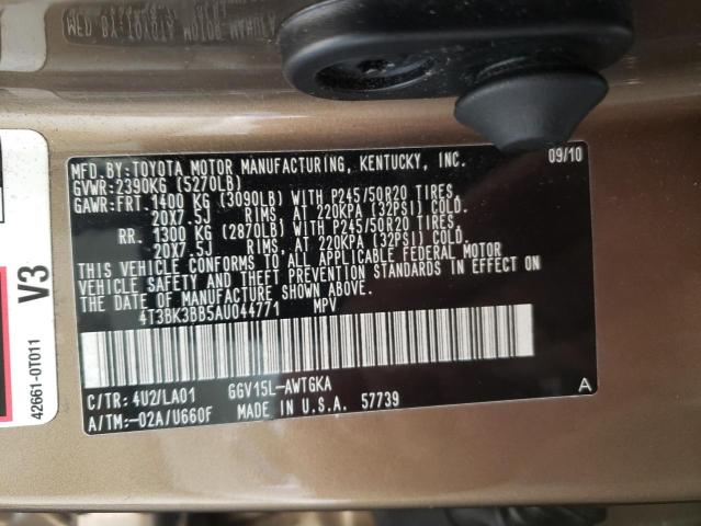 Photo 10 from auction – 2010 TOYOTA VENZA with VIN 4T3BK3BB5AU044771