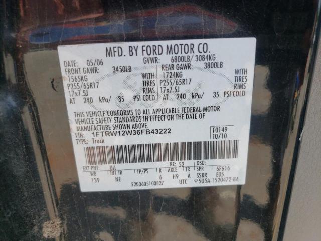 Photo 10 from auction – 2006 FORD F150 SUPER with VIN 1FTRW12W36FB43222