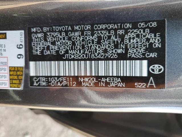 Photo 10 from auction – 2008 TOYOTA PRIUS with VIN JTDKB20U183427926