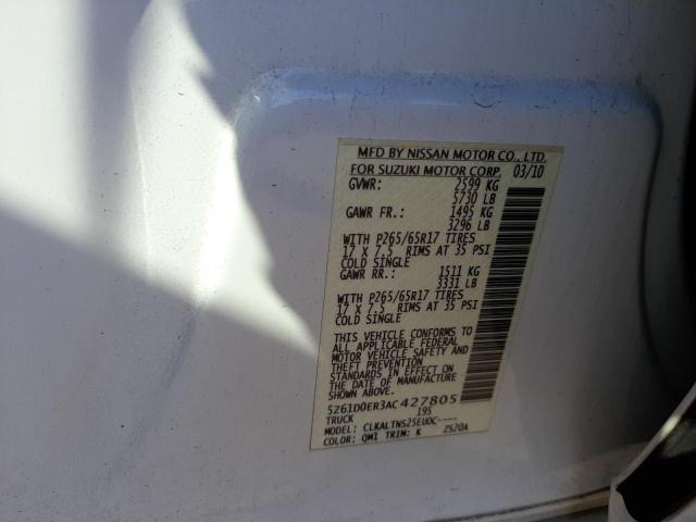 Photo 10 from auction – 2010 SUZUKI EQUATOR SP with VIN 5Z61D0ER3AC427805