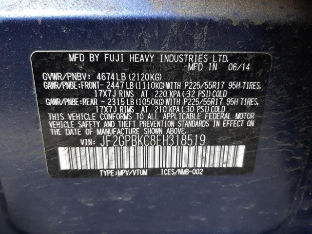 Photo 10 from auction – 2014 SUBARU XV CROSSTR with VIN JF2GPBKC8EH318519