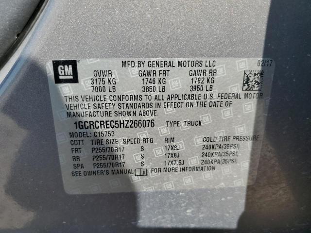 Photo 10 from auction – 2017 CHEVROLET SILVERADO with VIN 1GCRCREC5HZ266076