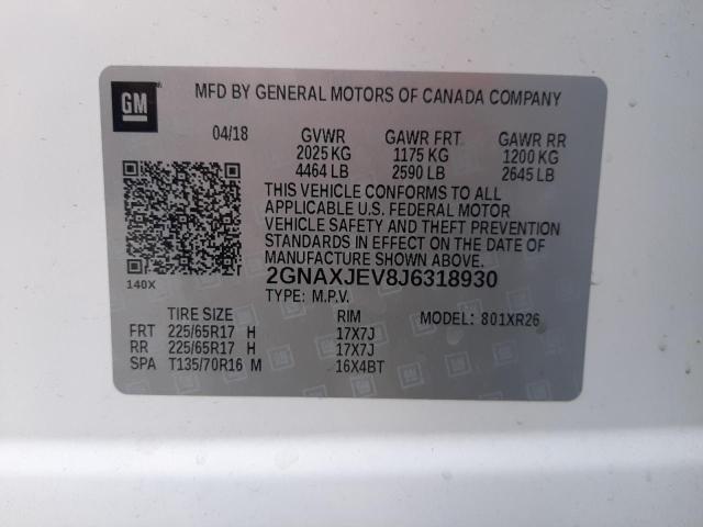 Photo 10 from auction – 2018 CHEVROLET EQUINOX LT with VIN 2GNAXJEV8J6318930