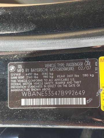 Photo 10 from auction – 2007 BMW 525 I with VIN WBANE53547B992649
