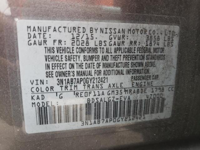 Photo 10 from auction – 2016 NISSAN SENTRA S with VIN 3N1AB7AP0GY212421