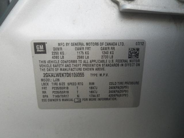 Photo 10 from auction – 2013 GMC TERRAIN SL with VIN 2GKALWEK7D6109355