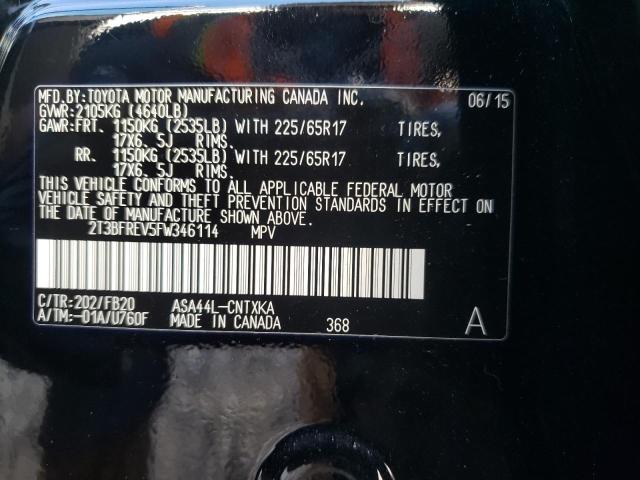 Photo 10 from auction – 2015 TOYOTA RAV4 LE with VIN 2T3BFREV5FW346114