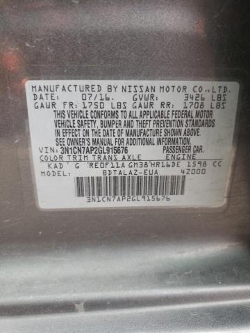 Photo 10 from auction – 2016 NISSAN VERSA S with VIN 3N1CN7AP2GL915676