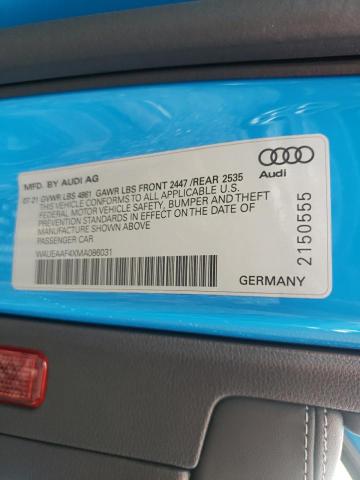 Photo 10 from auction – 2021 AUDI A4 PREMIUM with VIN WAUEAAF4XMA086031