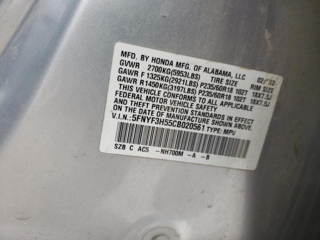 Photo 10 from auction – 2012 HONDA PILOT EXL with VIN 5FNYF3H55CB020561