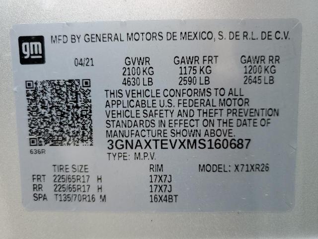 Photo 10 from auction – 2021 CHEVROLET EQUINOX LT with VIN 3GNAXTEVXMS160687