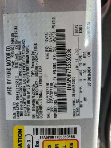 Photo 10 from auction – 2014 FORD FUSION SE with VIN 1FA6P0H77E5350586
