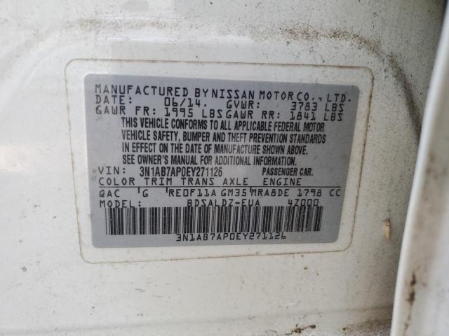 Photo 10 from auction – 2014 NISSAN SENTRA S with VIN 3N1AB7AP0EY271126