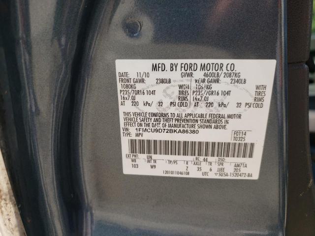 Photo 10 from auction – 2011 FORD ESCAPE XLT with VIN 1FMCU9D72BKA86380