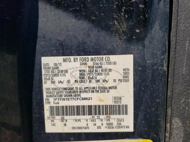 Photo 10 from auction – 2012 FORD F150 SUPER with VIN 1FTFW1ET7CFC88621
