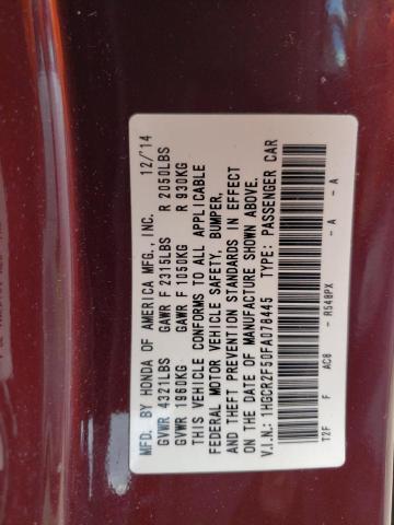 Photo 10 from auction – 2015 HONDA ACCORD SPO with VIN 1HGCR2F50FA078445