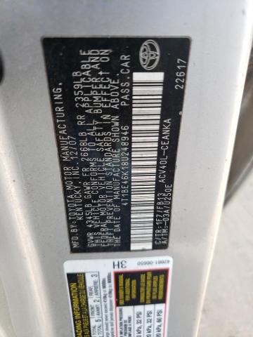 Photo 10 from auction – 2008 TOYOTA CAMRY CE with VIN 4T1BE46K18U248946