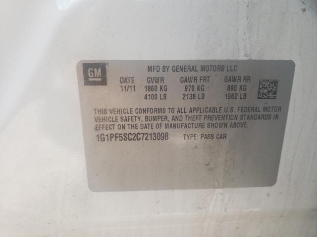 Photo 10 from auction – 2012 CHEVROLET CRUZE LT with VIN 1G1PF5SC2C7213098