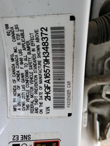 Photo 10 from auction – 2009 HONDA CIVIC LX with VIN 2HGFA16579H348372