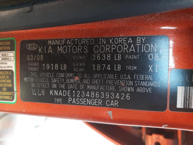 Photo 10 from auction – 2008 KIA RIO BASE with VIN KNADE123486393426