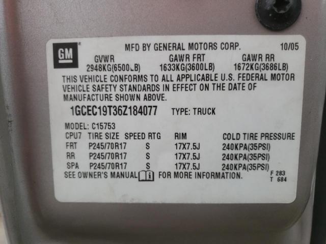Photo 10 from auction – 2006 CHEVROLET SILVERADO with VIN 1GCEC19T36Z184077