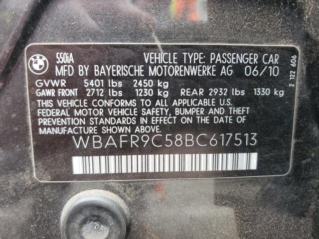 Photo 10 from auction – 2011 BMW 550 I with VIN WBAFR9C58BC617513