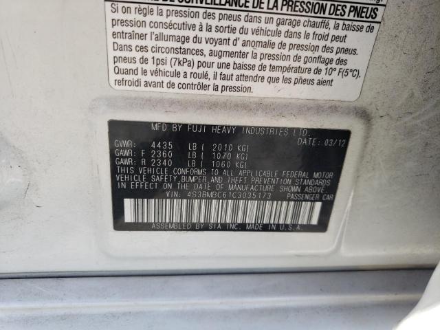Photo 10 from auction – 2012 SUBARU LEGACY 2.5 with VIN 4S3BMBC61C3035173