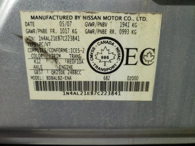 Photo 10 from auction – 2007 NISSAN ALTIMA 2.5 with VIN 1N4AL21E87C223841