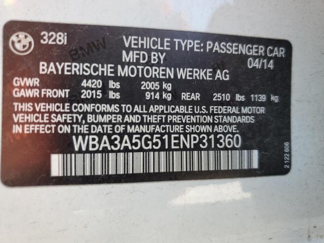Photo 10 from auction – 2014 BMW 328 I with VIN WBA3A5G51ENP31360