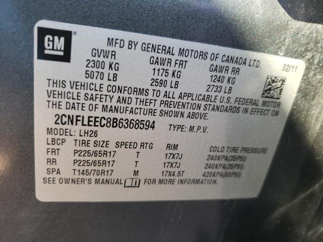 Photo 10 from auction – 2011 CHEVROLET EQUINOX LT with VIN 2CNFLEEC8B6368594