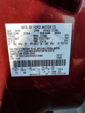 Photo 10 from auction – 2006 FORD F-150 with VIN 1FTRX14W36NA13098