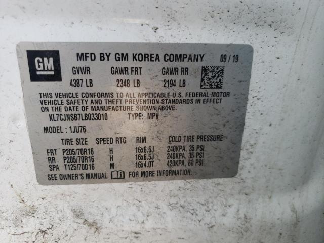 Photo 10 from auction – 2020 CHEVROLET TRAX LS with VIN KL7CJNSB7LB033010