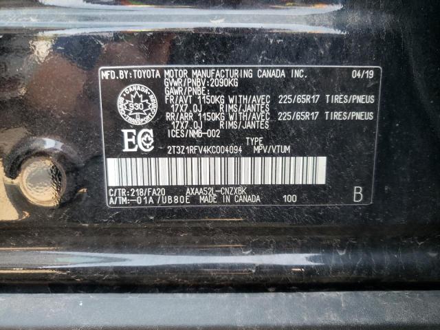 Photo 10 from auction – 2019 TOYOTA RAV4 LE with VIN 2T3Z1RFV4KC004094