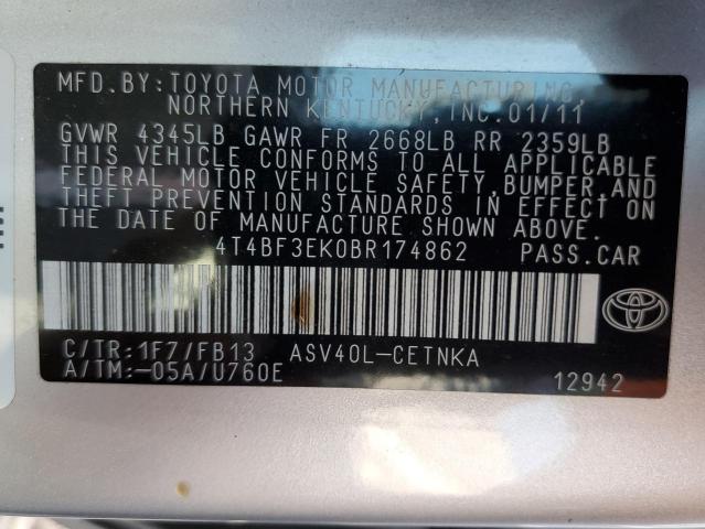 Foto 10 de la subasta – 2011 TOYOTA CAMRY BASE con VIN 4T4BF3EK0BR174862