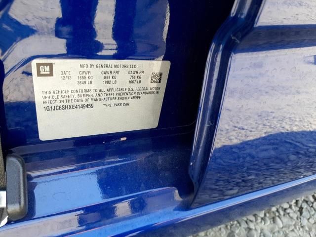 Photo 10 from auction – 2014 CHEVROLET SONIC LT with VIN 1G1JC6SHXE4149459