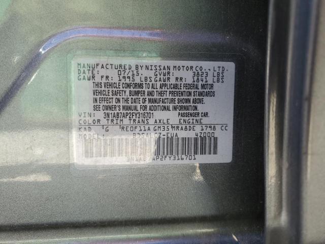 Photo 10 from auction – 2015 NISSAN SENTRA S with VIN 3N1AB7AP2FY316701