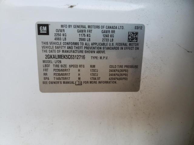 Photo 10 from auction – 2012 GMC TERRAIN SL with VIN 2GKALMEK5C6312716