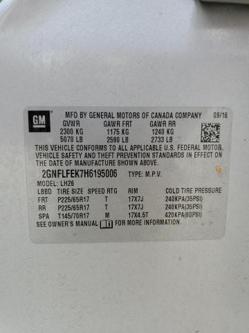 Photo 10 from auction – 2017 CHEVROLET EQUINOX LT with VIN 2GNFLFEK7H6195006