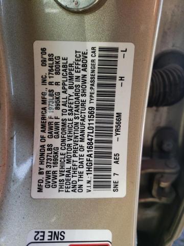Photo 10 from auction – 2007 HONDA CIVIC EX with VIN 1HGFA16847L011569