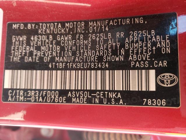 Photo 10 from auction – 2014 TOYOTA CAMRY L with VIN 4T1BF1FK9EU783434